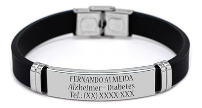 BRAZALETE SLICONA LISO PLACA DE ACERO LAMINADO PERSONALIZABLE