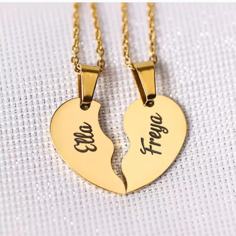 PAR COLLARES CORAZONES PERSONALIZABLES MINIMALISTA