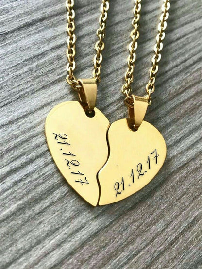 PAR COLLARES CORAZONES PERSONALIZABLES MINIMALISTA