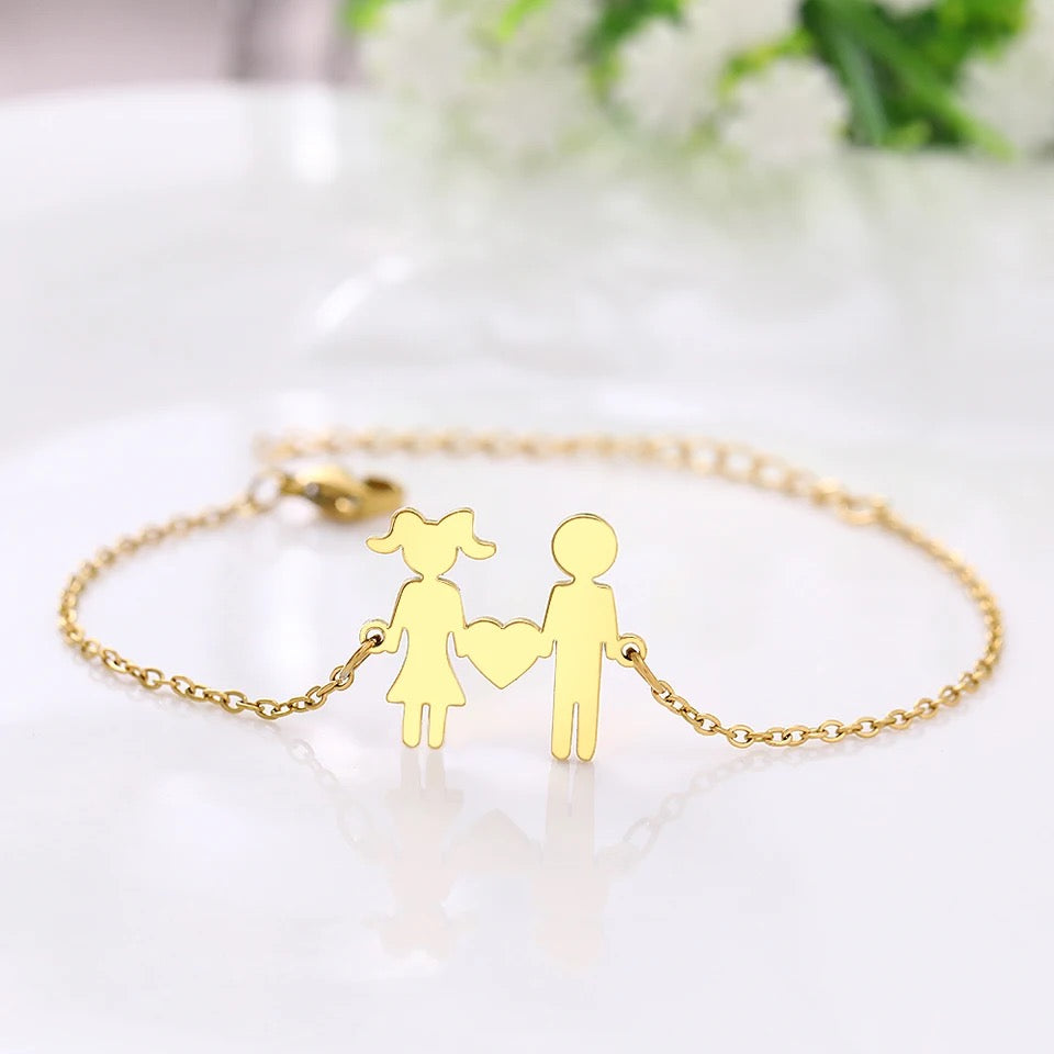 BRAZALETE DIJE DE NIÑO Y NIÑA MINIMALISTA PERSONALIZABLE