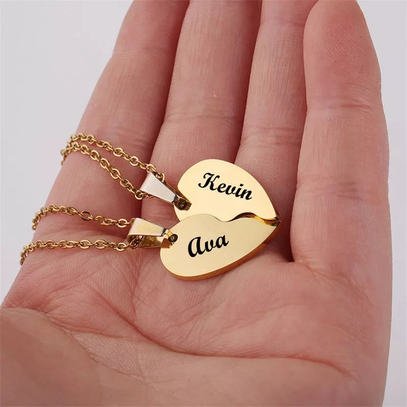 PAR COLLARES CORAZONES PERSONALIZABLES MINIMALISTA