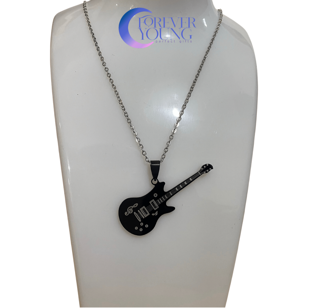 COLLAR MUSICAL GUITARRA  LEATHER & ACERO