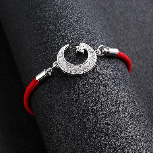 BRAZALETE LUNAR  MINIMALISTA ROJO TEJIDO