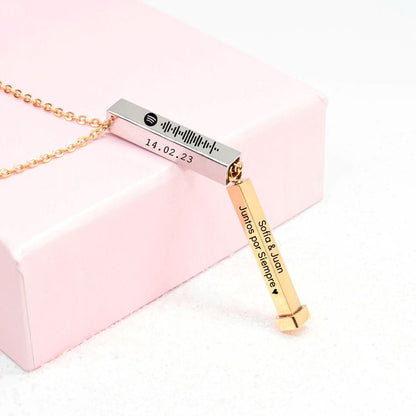 COLLAR MENSAJE OCULTO BARRA  3D PERSONALIZABLE MINIMALISTA 4 CARAS UNISEX