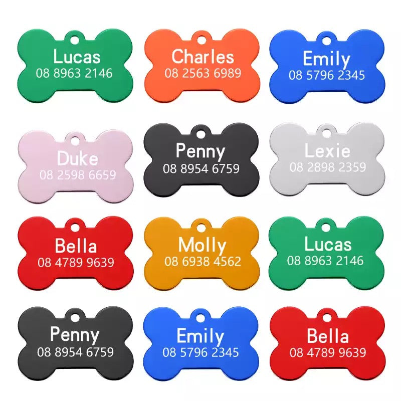 PLACA DE IDENTIFICACIÓN TAG PARA MASCOTAS PERROS PERSONALIZABLE