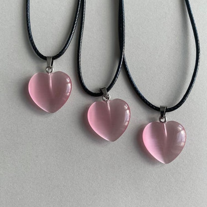 COLLAR CUARZO FORMA DE CORAZÓN ÓPALO MINIMALISTAS