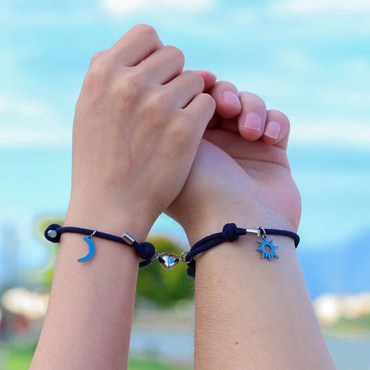 BRAZALETES MAGNÉTICOS DE PAREJA SOL Y LUNA  IMANTADOS