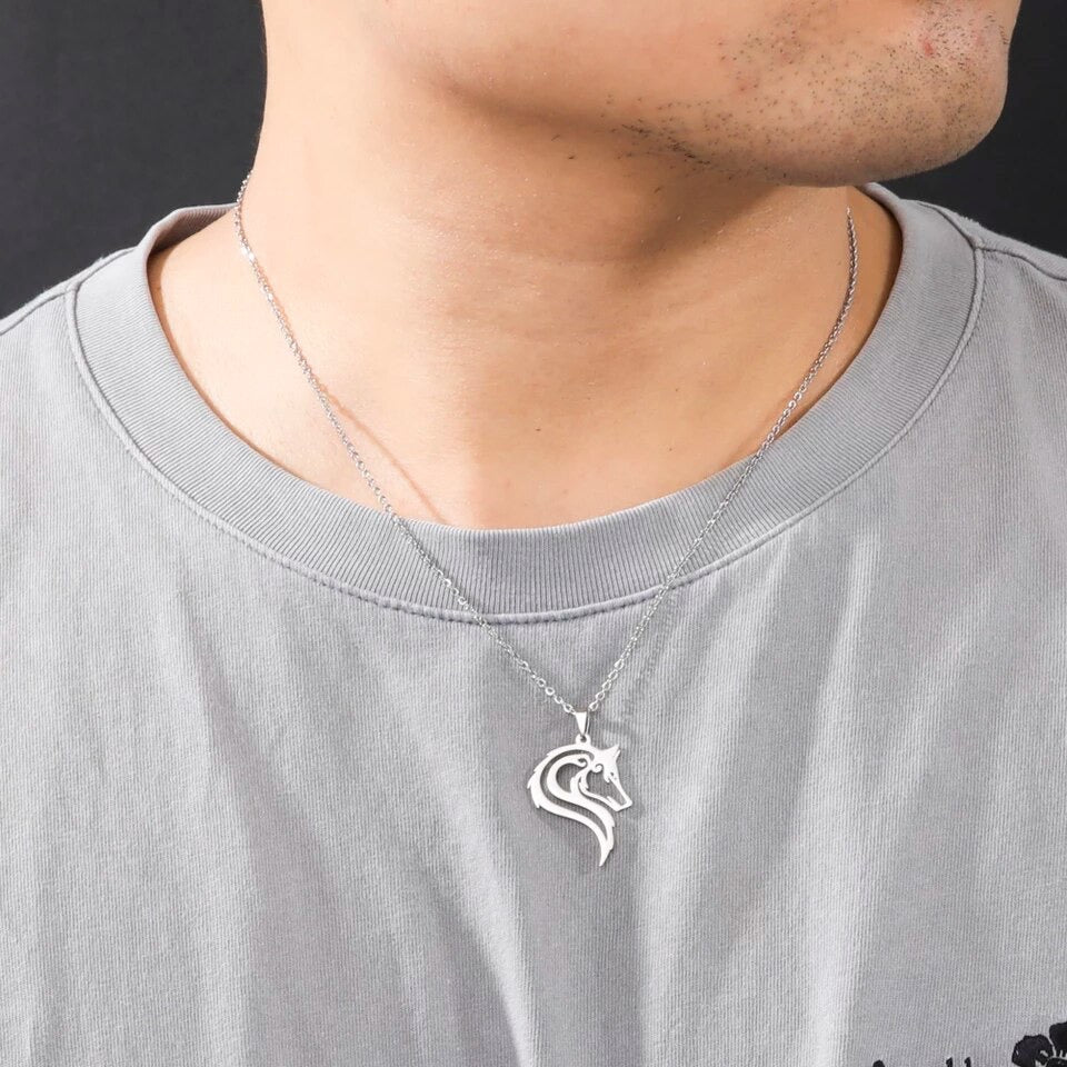 COLLAR DIJE DE LOBO  MINIMALISTA 🐺