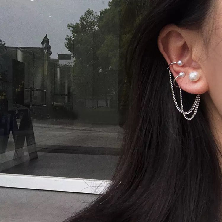 ARETES AESTHETIC PERLAS TIPO CADENA A PRESIÓN