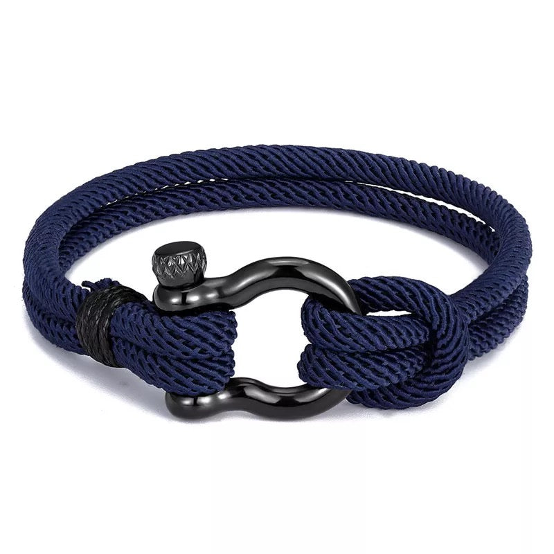 BRAZALETE NAVY BLUE HEBILLA DE HERRADURA LEATHER