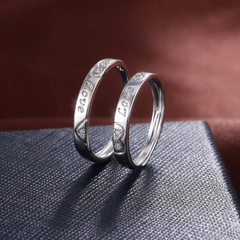 ANILLOS DE PROMESA CHAPADO EN PLATA 925, AJUSTABLES