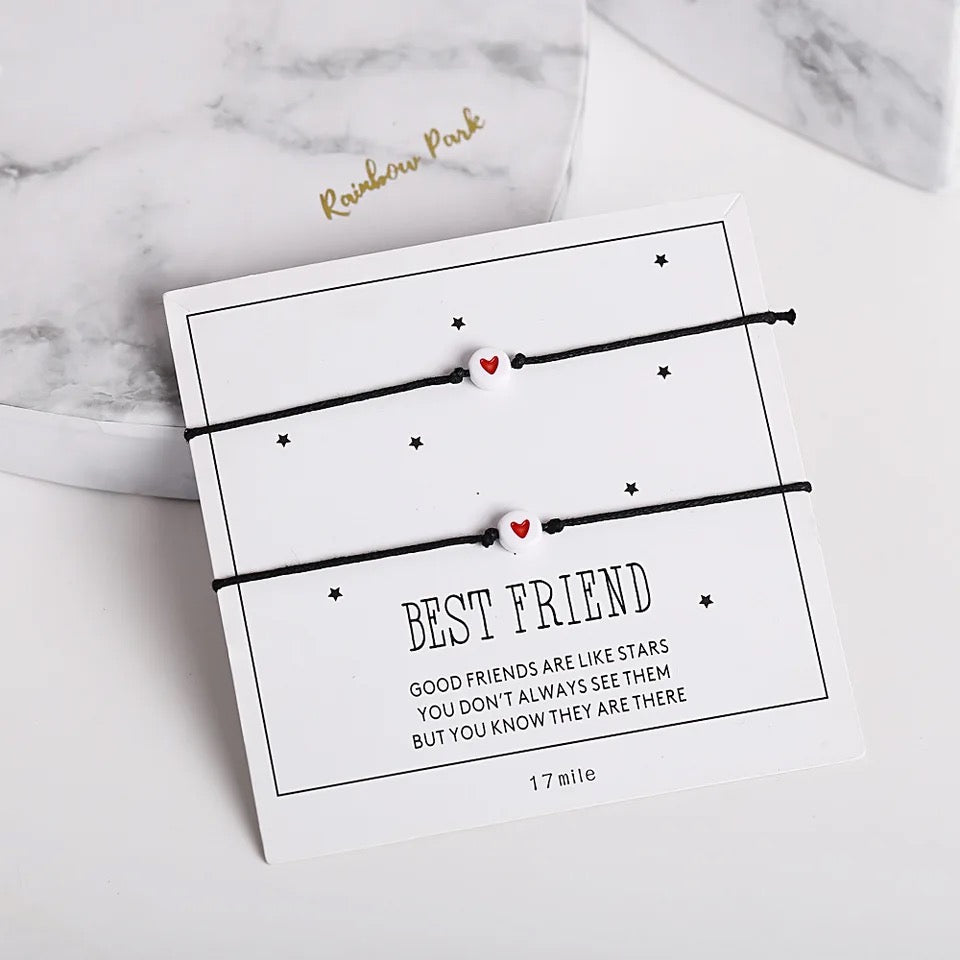 PULSERA DE HILO CORAZONES MINIMALISTAS BEST FRIENDS