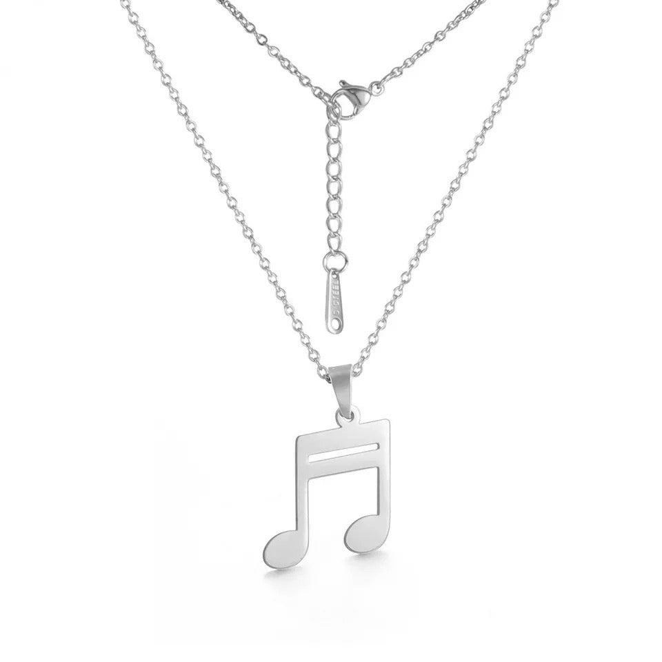 COLLAR NOTA MUSICAL  ACERO  UNISEX