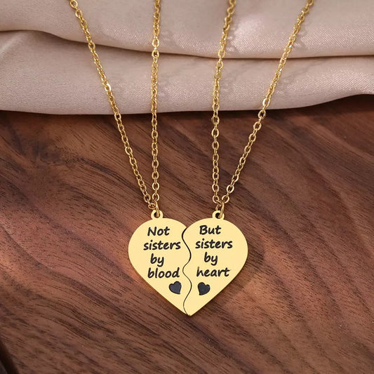 COLLARES ROMPECABEZAS CORAZÓN BFF HERMANAS DE SANGRE MINIMALISTA