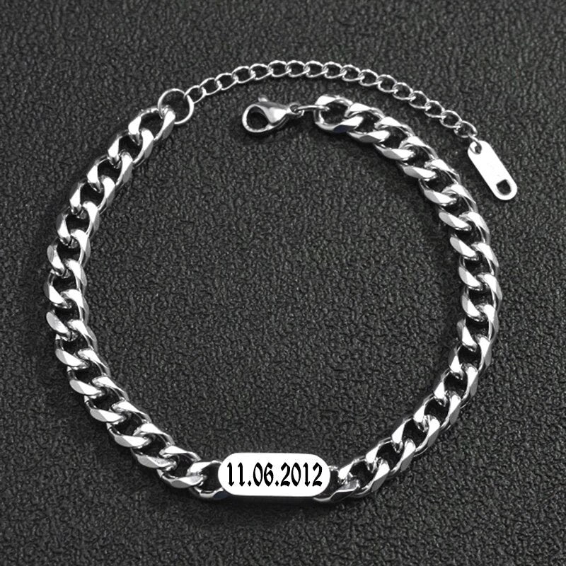 BRAZALETE ESTILO CUBANA  ACERO INOXIDABLE  PERSONALIZABLE PLATEADOS