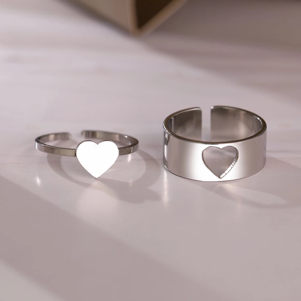 ANILLOS DE PAREJA MATCHING RINGS DISEÑO HUECO AJUSTABLES