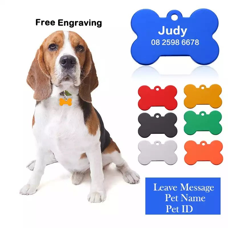 PLACA DE IDENTIFICACIÓN TAG PARA MASCOTAS PERROS PERSONALIZABLE