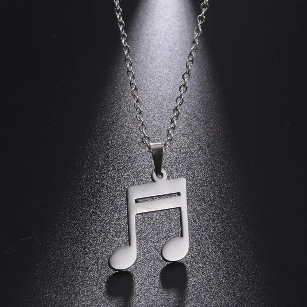 COLLAR NOTA MUSICAL  ACERO  UNISEX