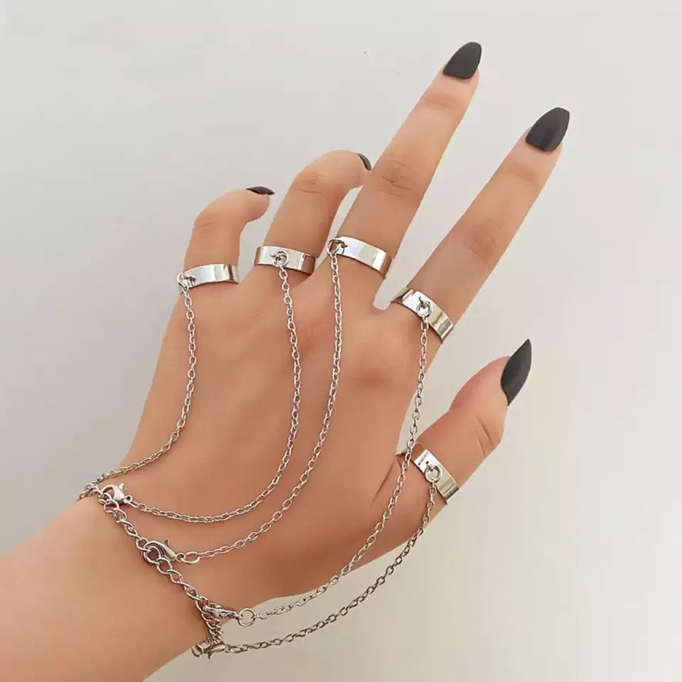 SET ANILLOS  & PULSERA RETRO PUNK UNISEX